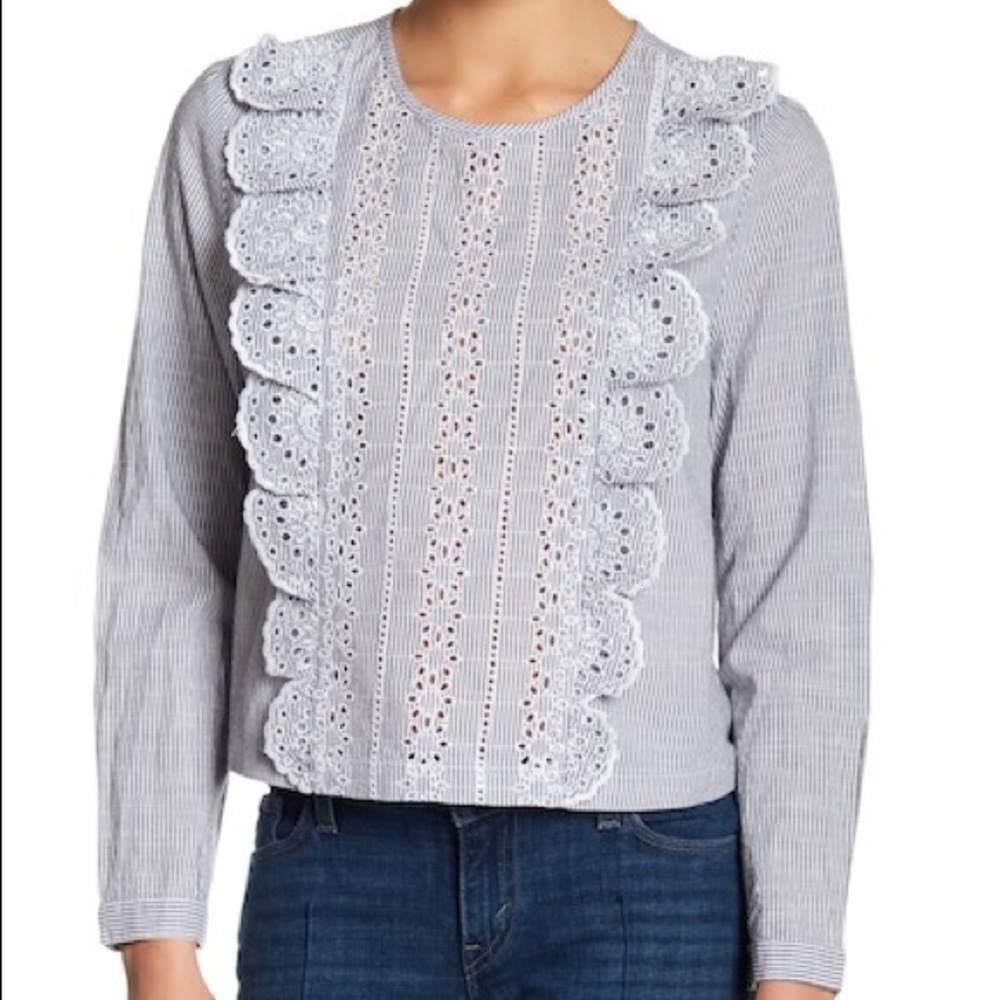 ❤️ Melrose and Market Eyelet Striped Top XL